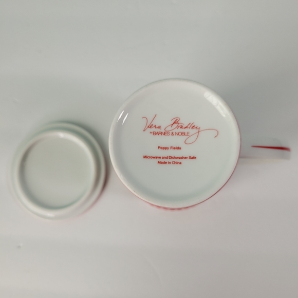 Vera Bradley Coffee Tea Mug Poppy Fields Barnes & Noble With Lid Cover 8 oz - Picture 7 of 8